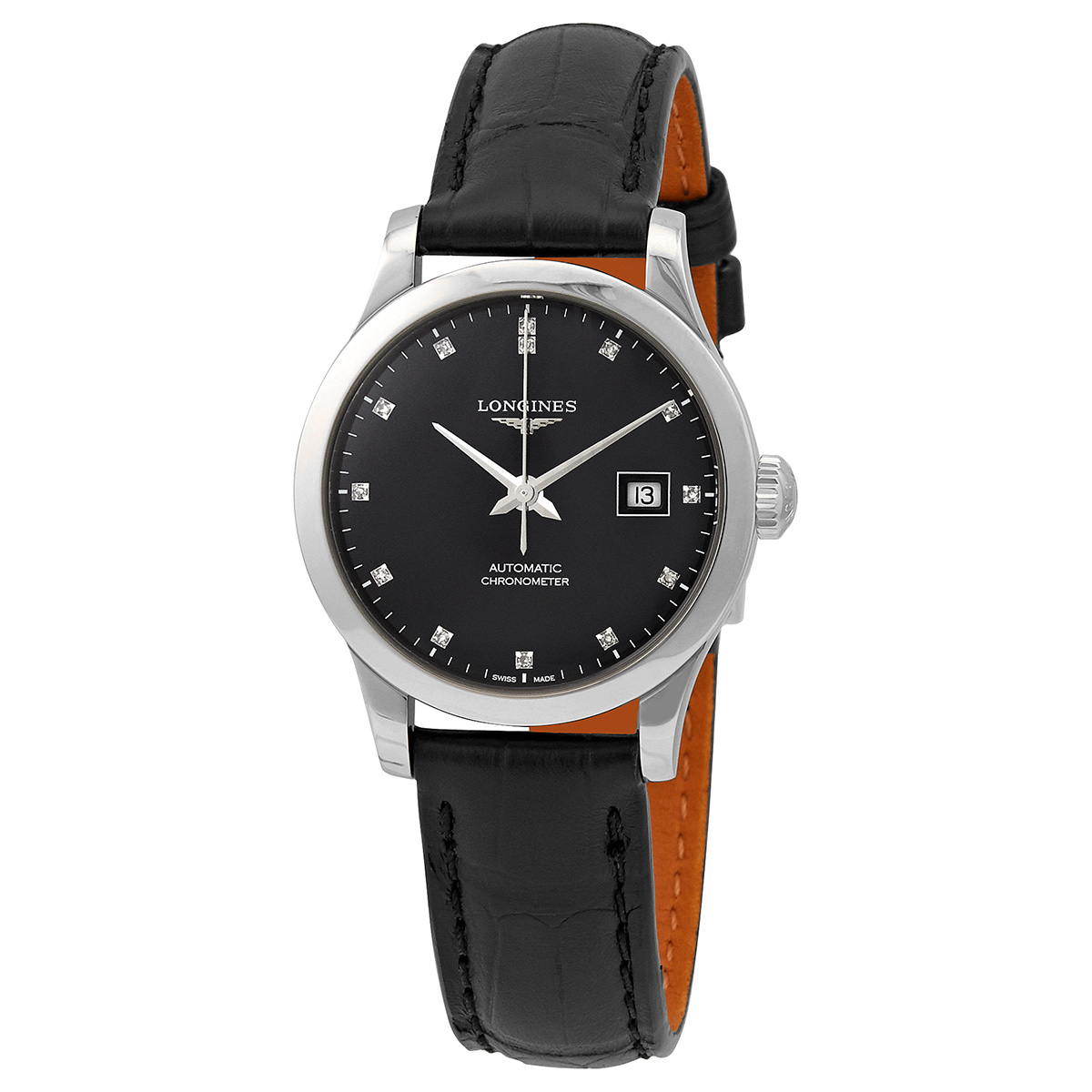 Longines Record Automatic Diamond Black Dial Ladies Watch L2.321.4.57.2