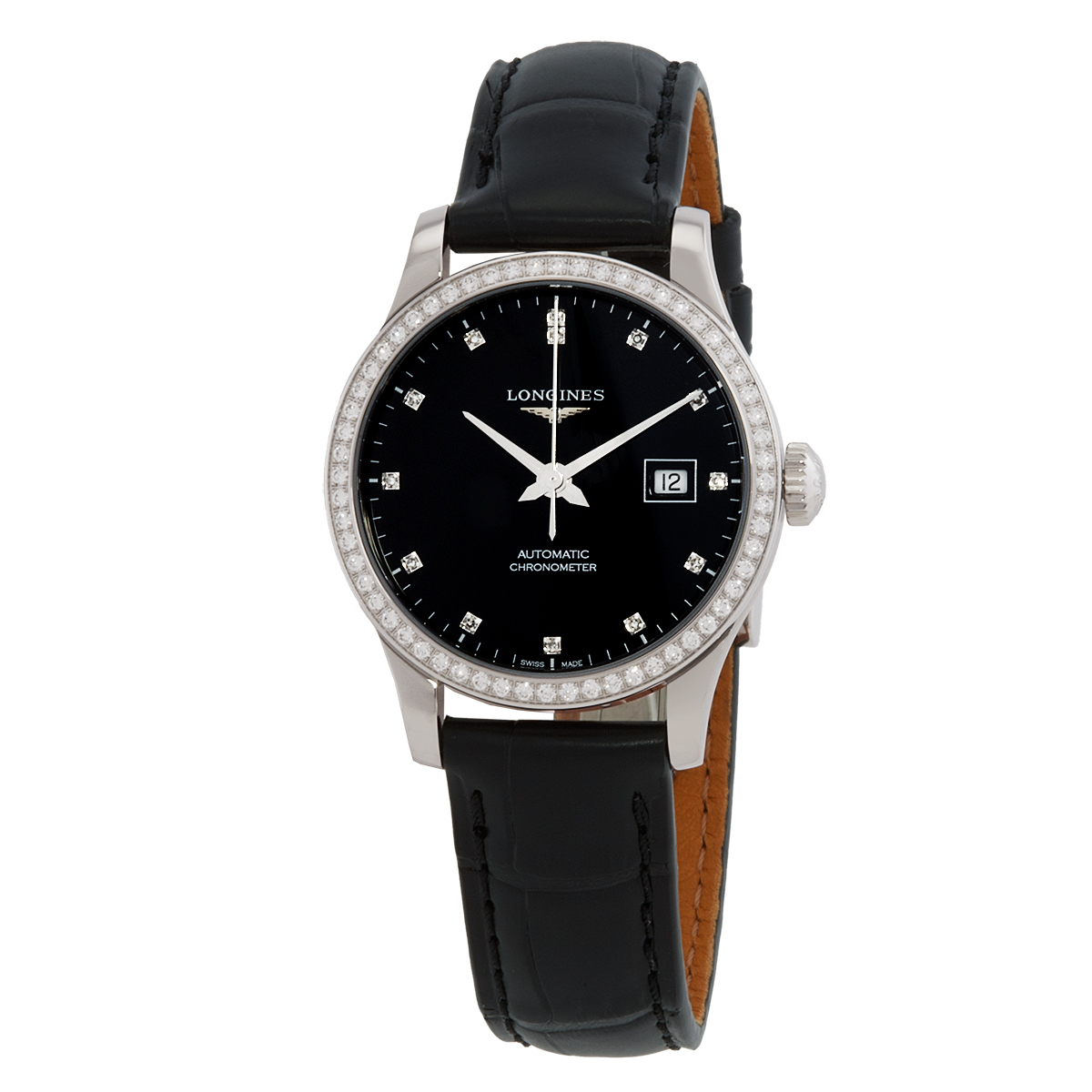 Longines Record Diamond Black Dial Ladies Watch L23210572