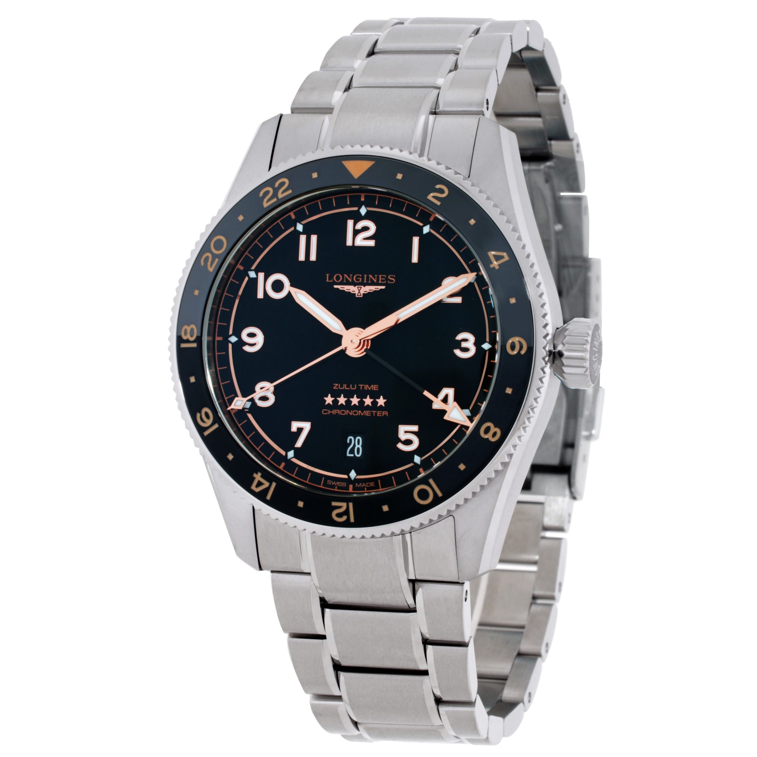 Longines Spirit Zulu Time Automatic Black Dial Men's Watch L38024506