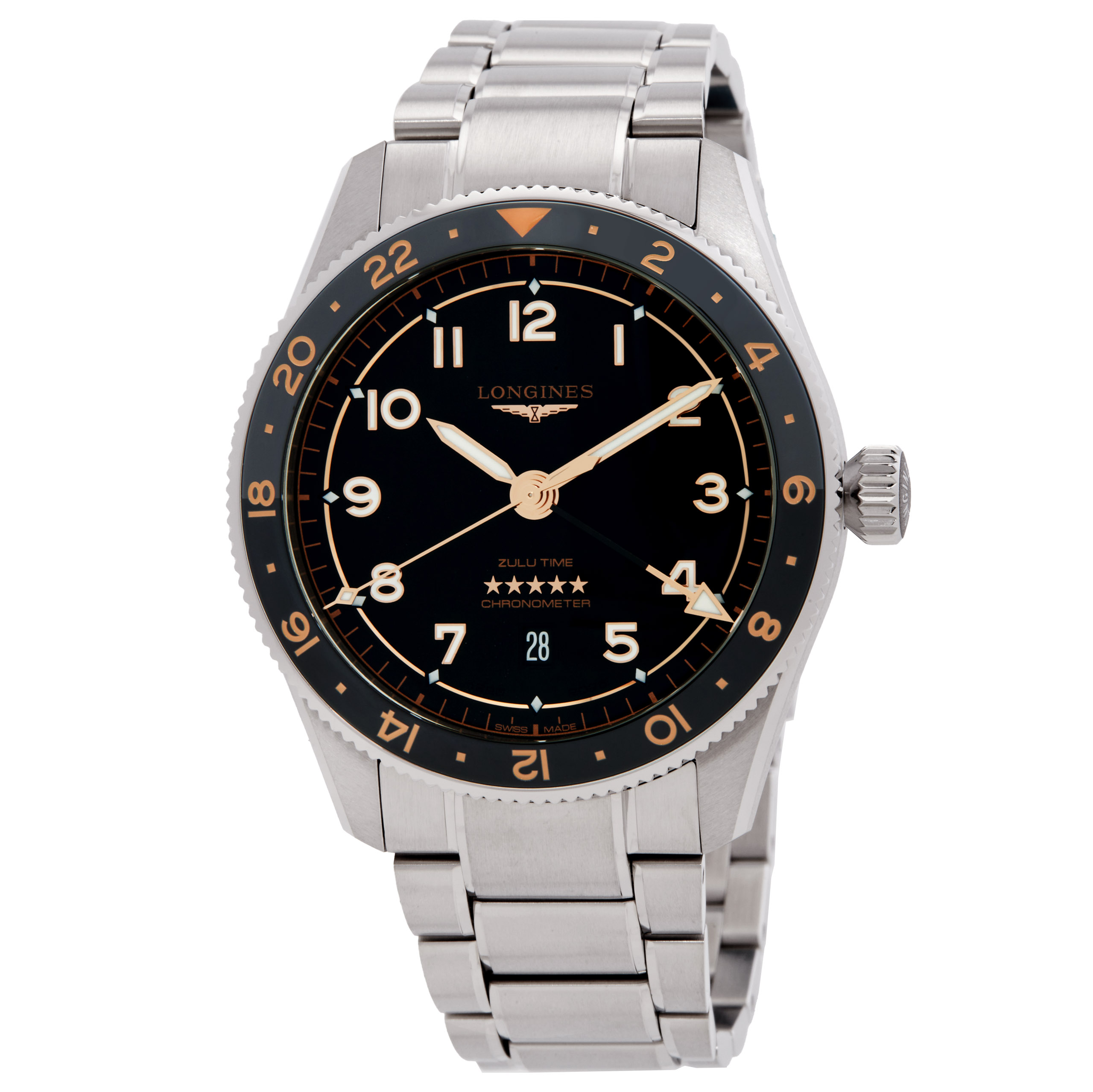 Longines Spirit Zulu Time Automatic Black Dial Men's Watch L38124506