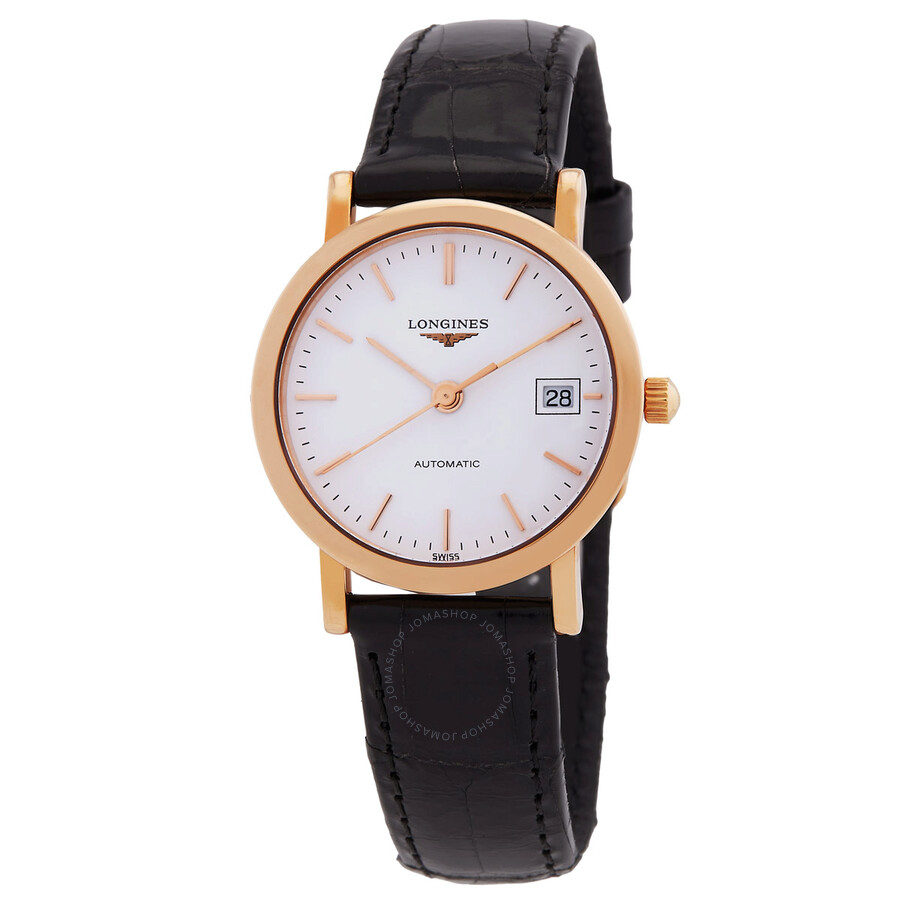 Longines The Longines Elegant Collection White Dial Black Leather ...