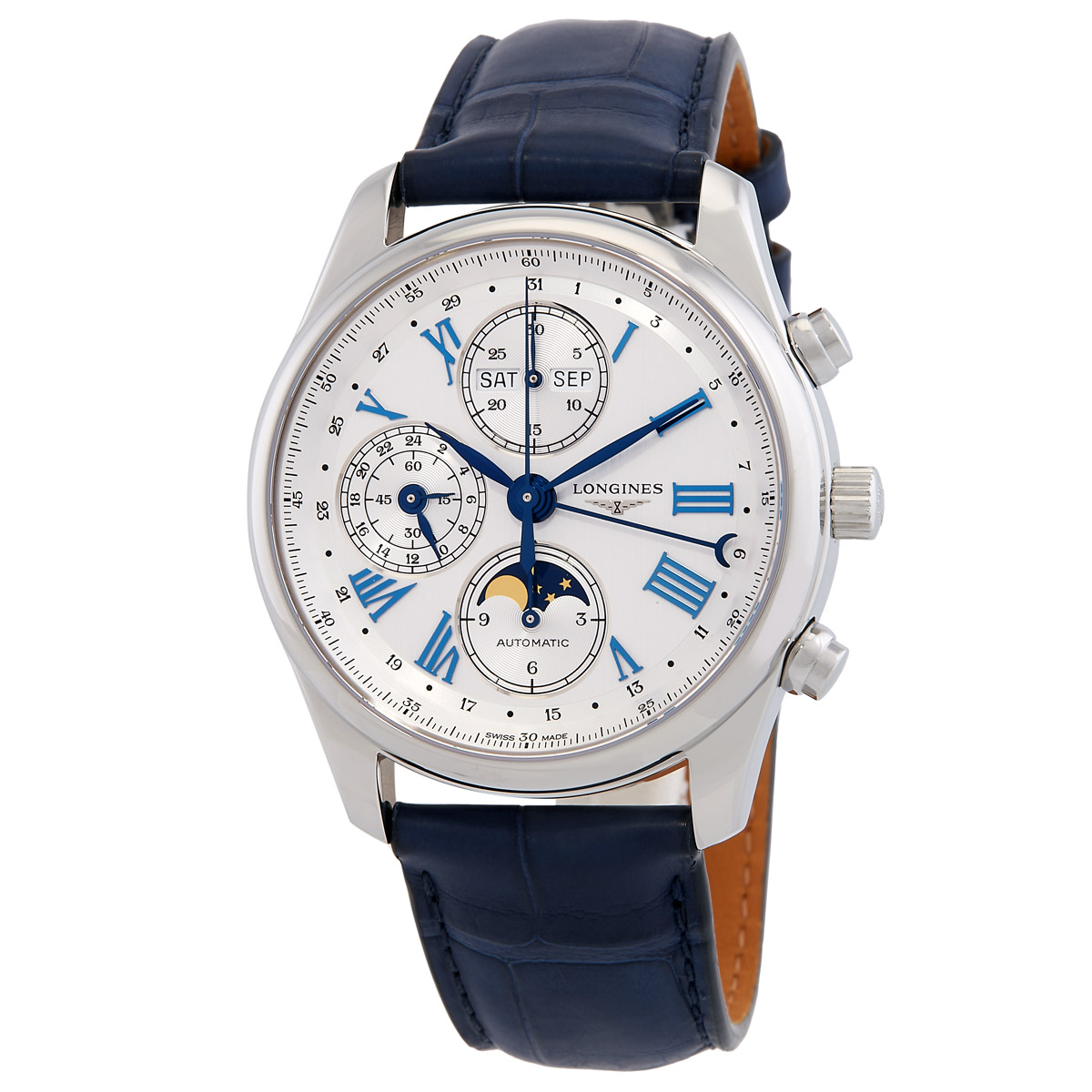 Longines The Longines Master Collection Chronograph GMT Automatic Moon Phase Silver Dial Men's Watch L2.673.4.71.2
