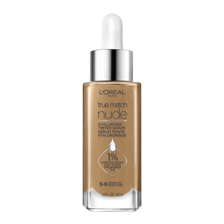 L'oreal Ladies True Match Hyaluronic Tinted Serum Foundation Make 1 oz Medium Tan 5-6 Makeup 0712496 In Brown