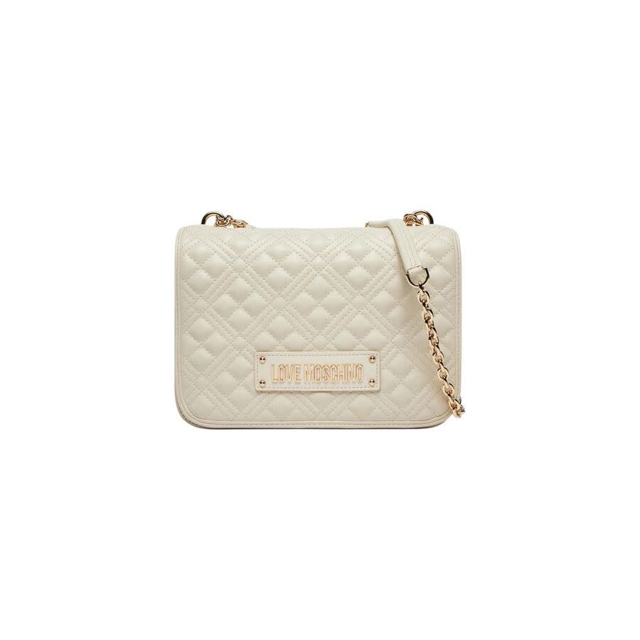 Love Moschino Quilted Polyurethane Shoulder Bag — Beige LOMO