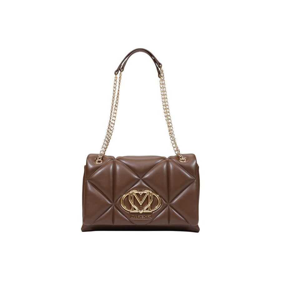 Love Moschino Quilted Polyurethane Shoulder Bag — Brown LOMO