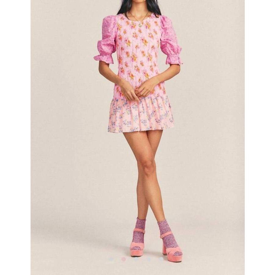 Loveshackfancy Ladies Luppa Dress Exploded Pink, Size Large 78244