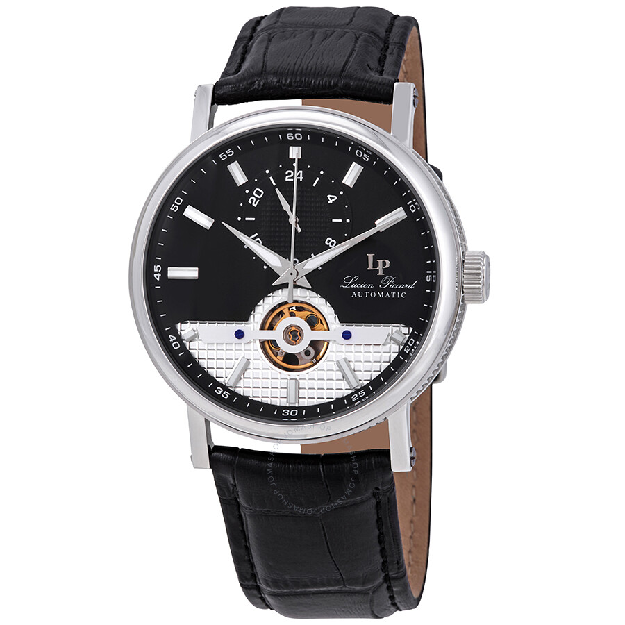 Lucien Piccard Open Heart 24 Automatic Black Dial Men's Watch LP-28002A-01 ...
