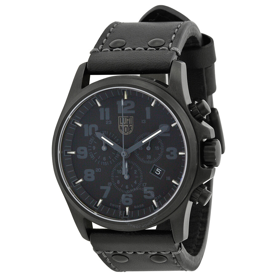 Luminox Atacama Field Chronograph Black Dial Black Leather Men's Watch ...