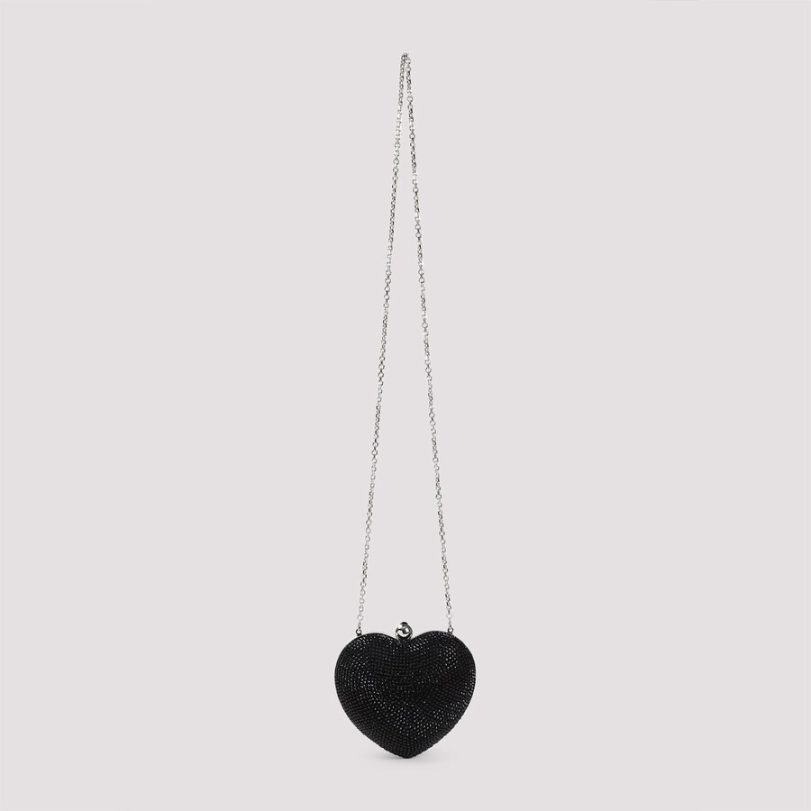 Mach&mach Mach & Mach Crystal Heart Hotfix Small Clutch In Black