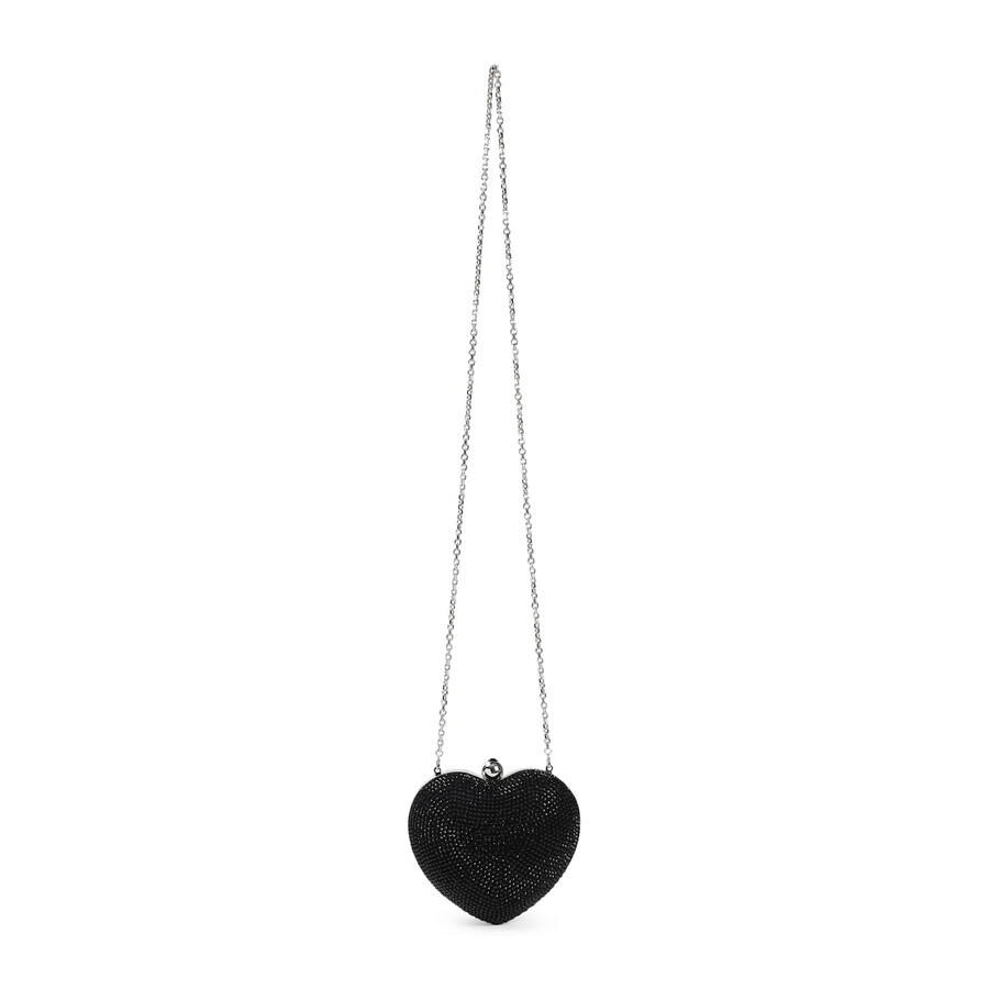 Mach&mach Mach & Mach Crystal Heart Hotfix Small Clutch In Black