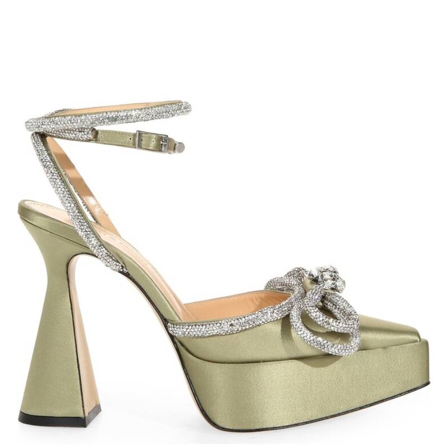 【Mach & Mach】ボウチェーン embellishedサテンプラットフォー Mach & Mach Double Bow Silk Satin Pumps | Saks Fifth Avenue