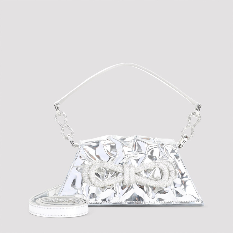 Mach&mach Mach & Mach Double Bow Samantha Shoulder Bag In Silver