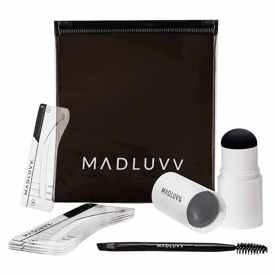 Madluvv Ladies Brow Stamp & Shaping Kit 1 oz Dark Grey Gift Set Makeup 850039252792 In Gray