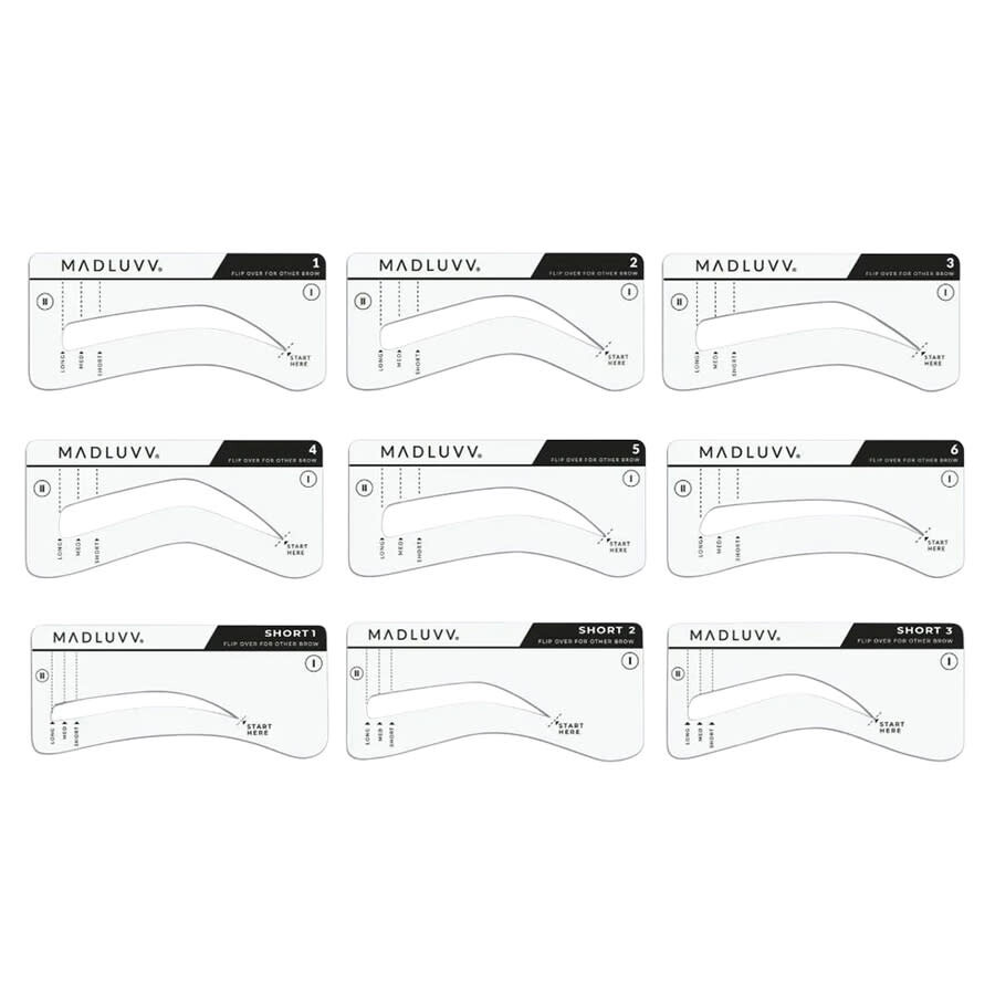 Madluvv Ladies Set Of 9 Brow Stencils 9 Pcs Gift Set Makeup 099999101333