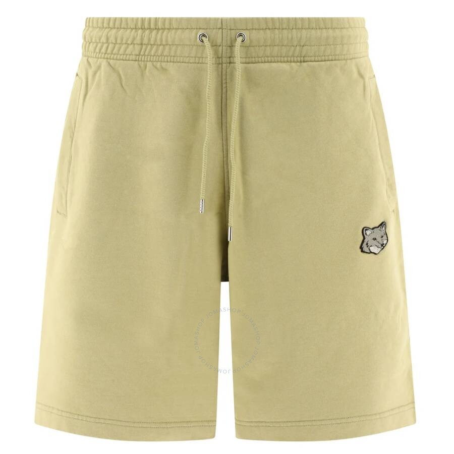 Maison Kitsuné Maison Kitsune Bold Fox Head Patch Drawstring Shorts In Beige