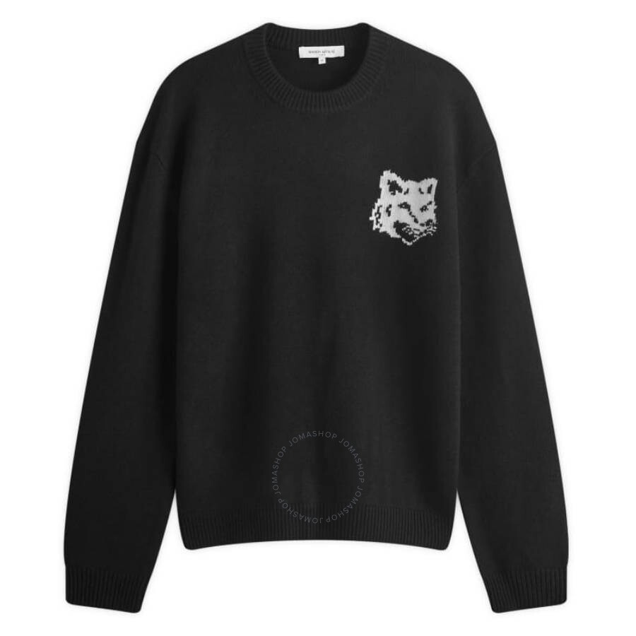 Maison Kitsuné Maison Kitsune Fox Head Intarsia Wool Jumper In Black
