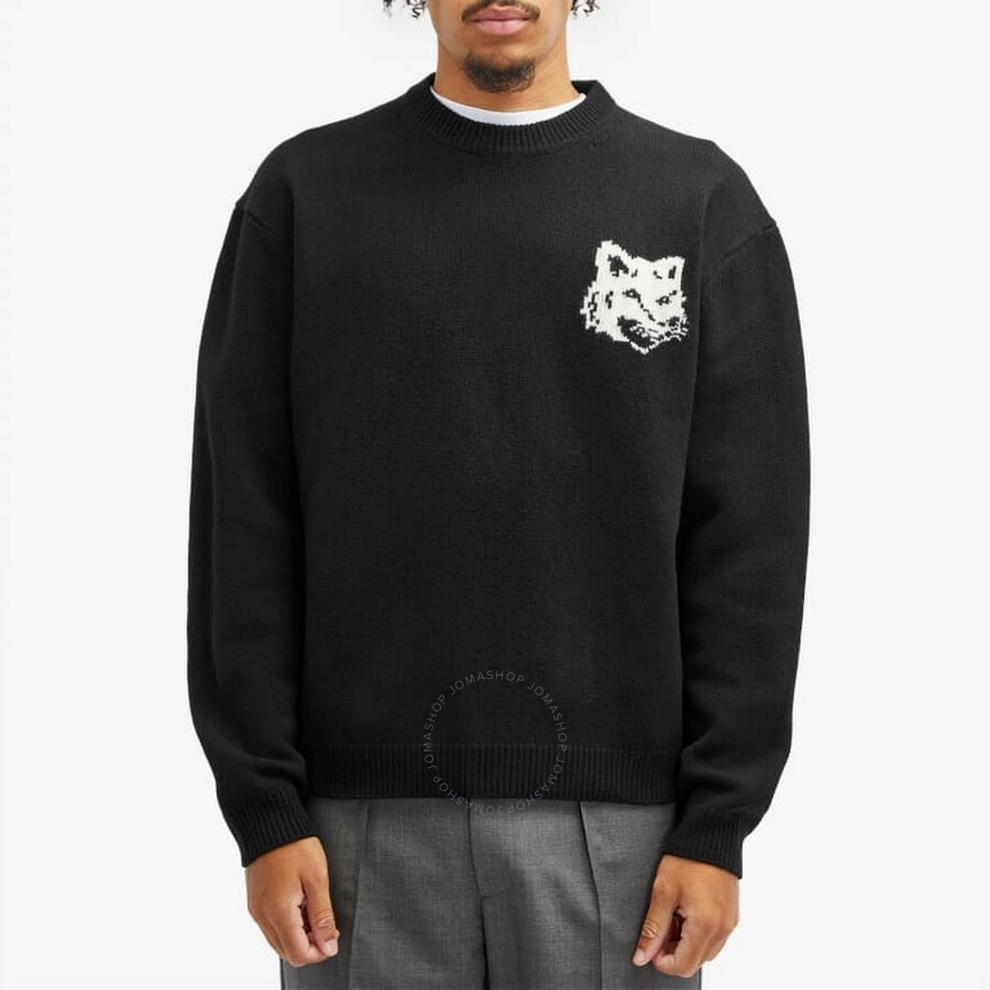 Maison Kitsuné Maison Kitsune Fox Head Intarsia Wool Jumper In Black