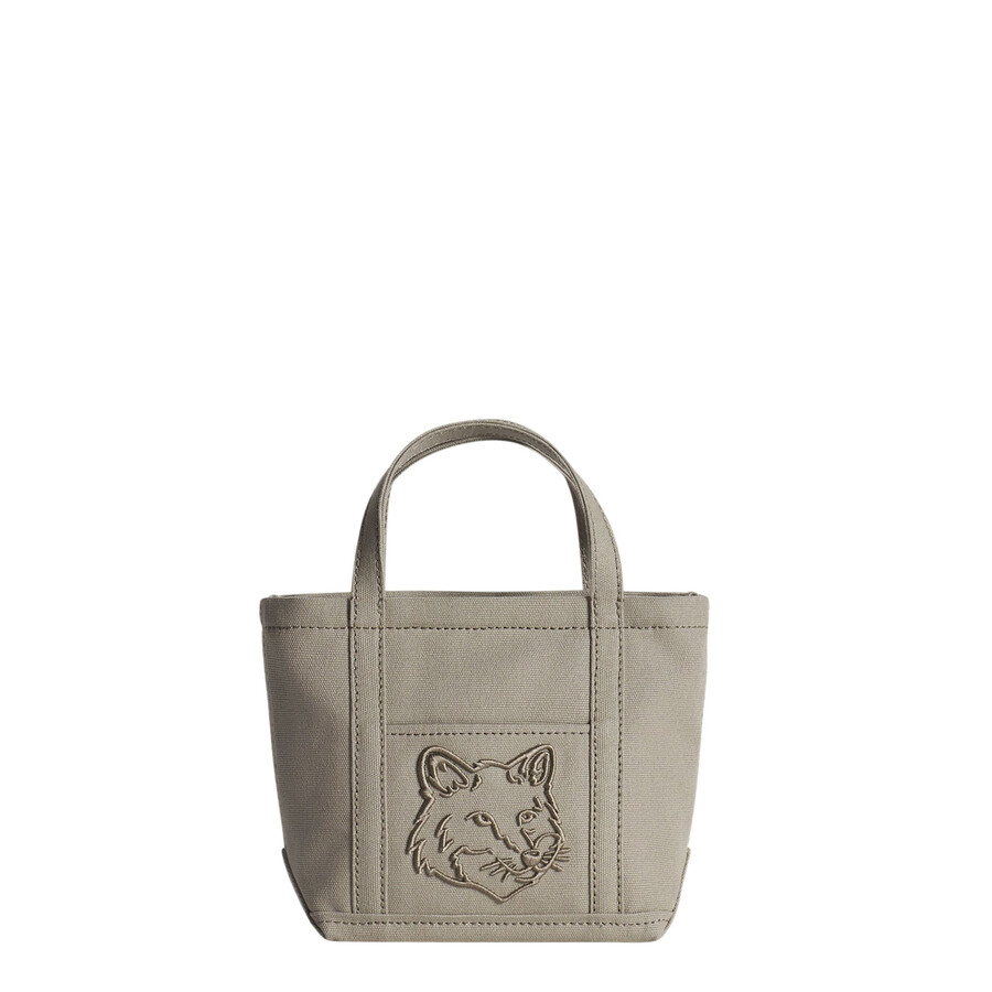 Maison Kitsuné Maison Kitsun Fox Head Mini Tote In Gray