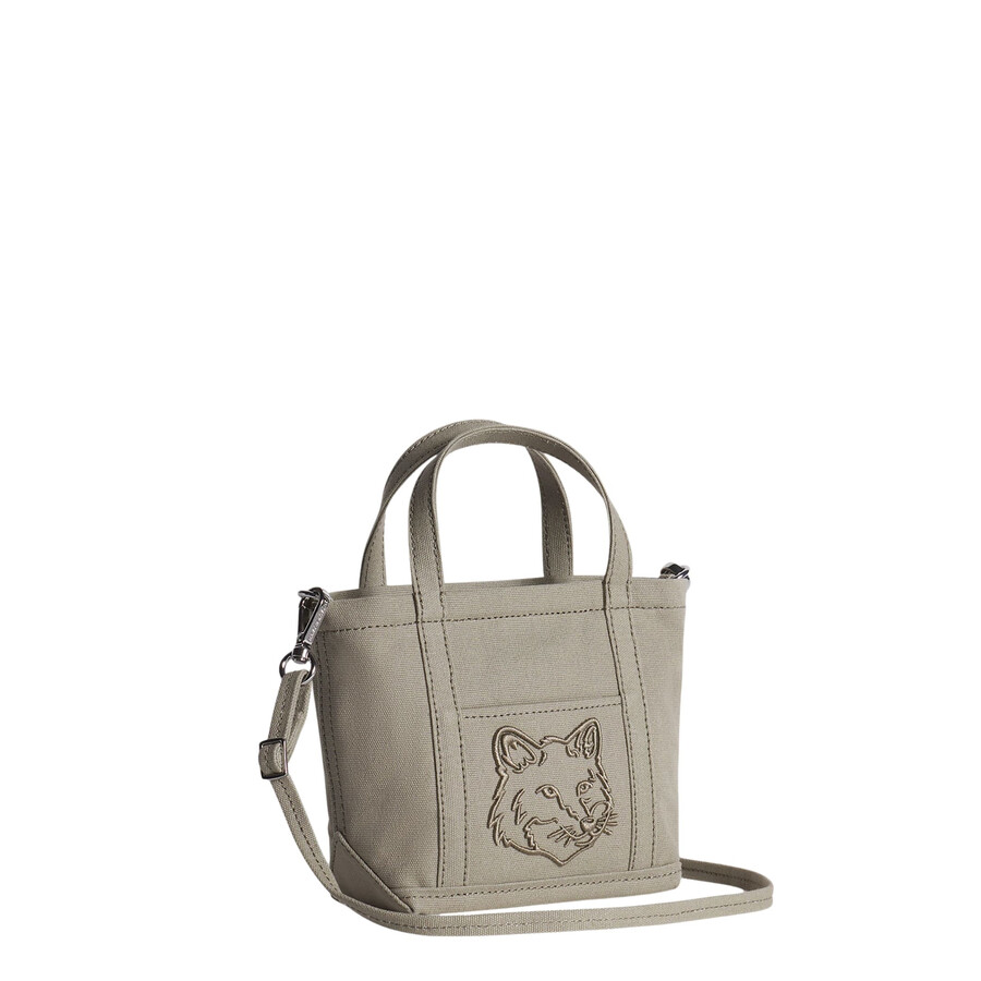 Maison Kitsuné Maison Kitsun Fox Head Mini Tote In Gray