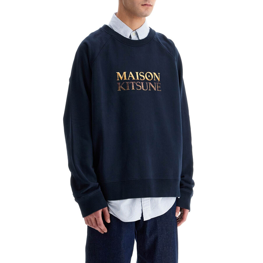 Maison Kitsuné Maison Kitsune Gradient Logo Oversized Sweatshirt In Blue
