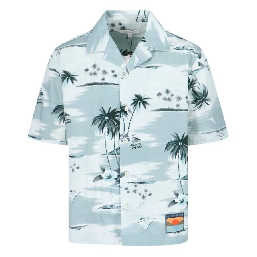 MAISON KITSUNÉ MAISON KITSUNE SEAFOAM DESIGN ISLAND-PRINT SHIRT