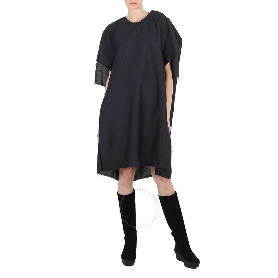 Shop Maison Margiela Anthracite Mohair Wool Raw-cut Oversize Dress In Black