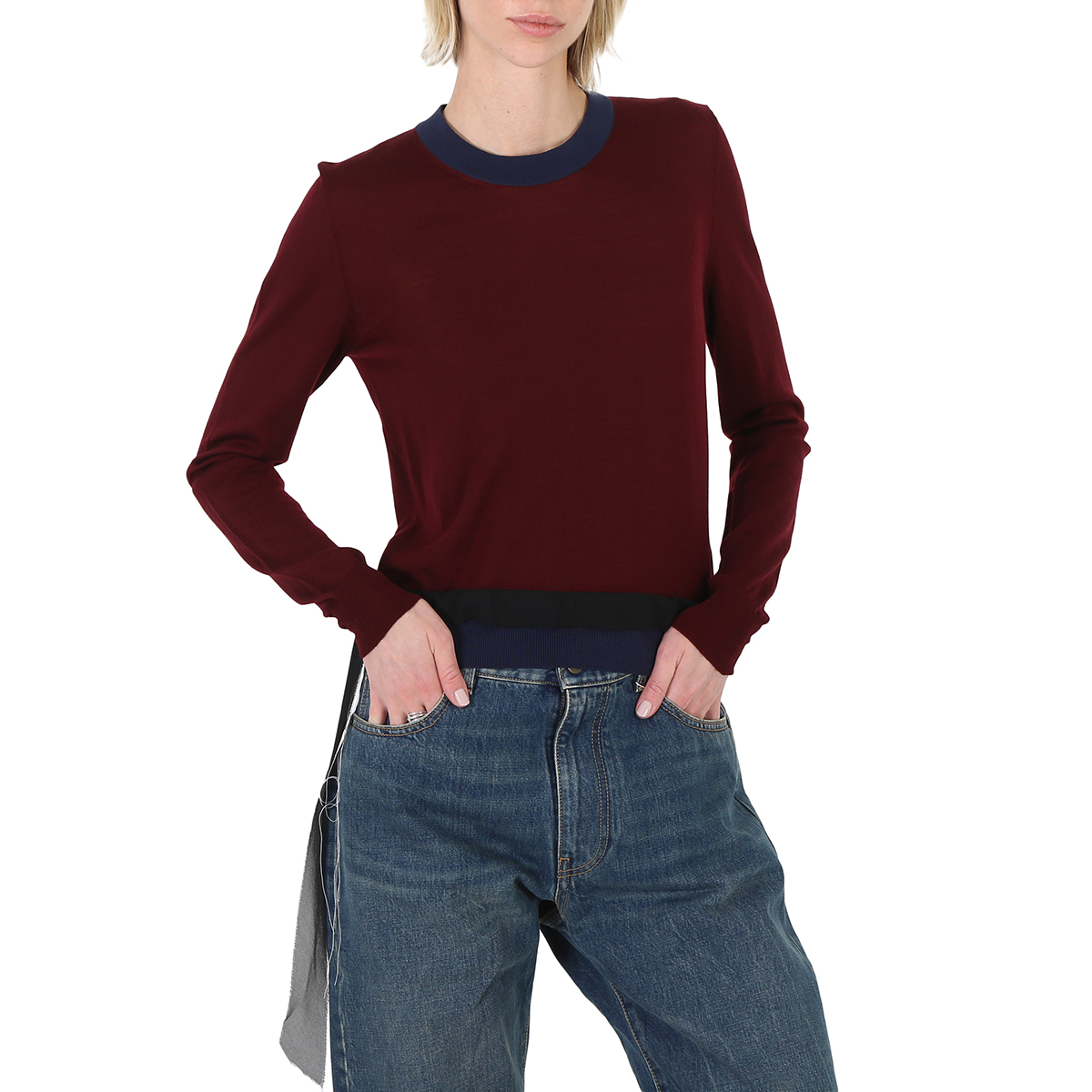 Maison Margiela Bordeaux Crewneck Knit Work-In-Progress Wool 