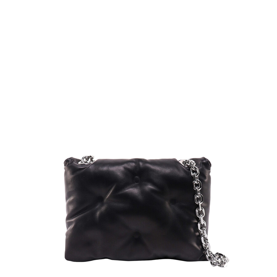 Maison Margiela Black Leather Glam Slam Flap Small Crossbody Bag In Black