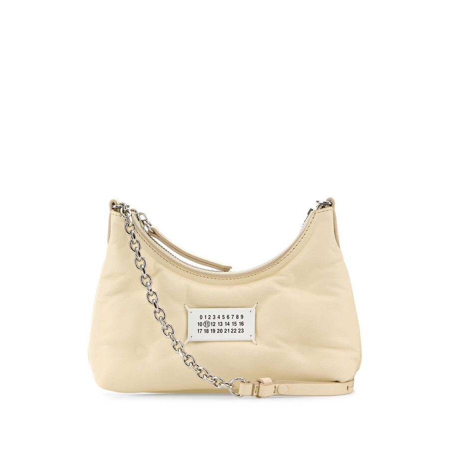 Maison Margiela Small Hobo Ivory Leather Bag In Neutral