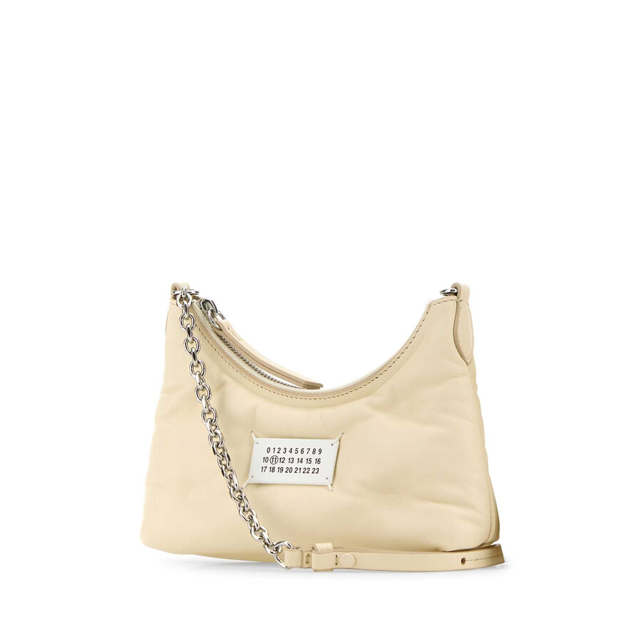 Maison Margiela Small Hobo Ivory Leather Bag In Neutral