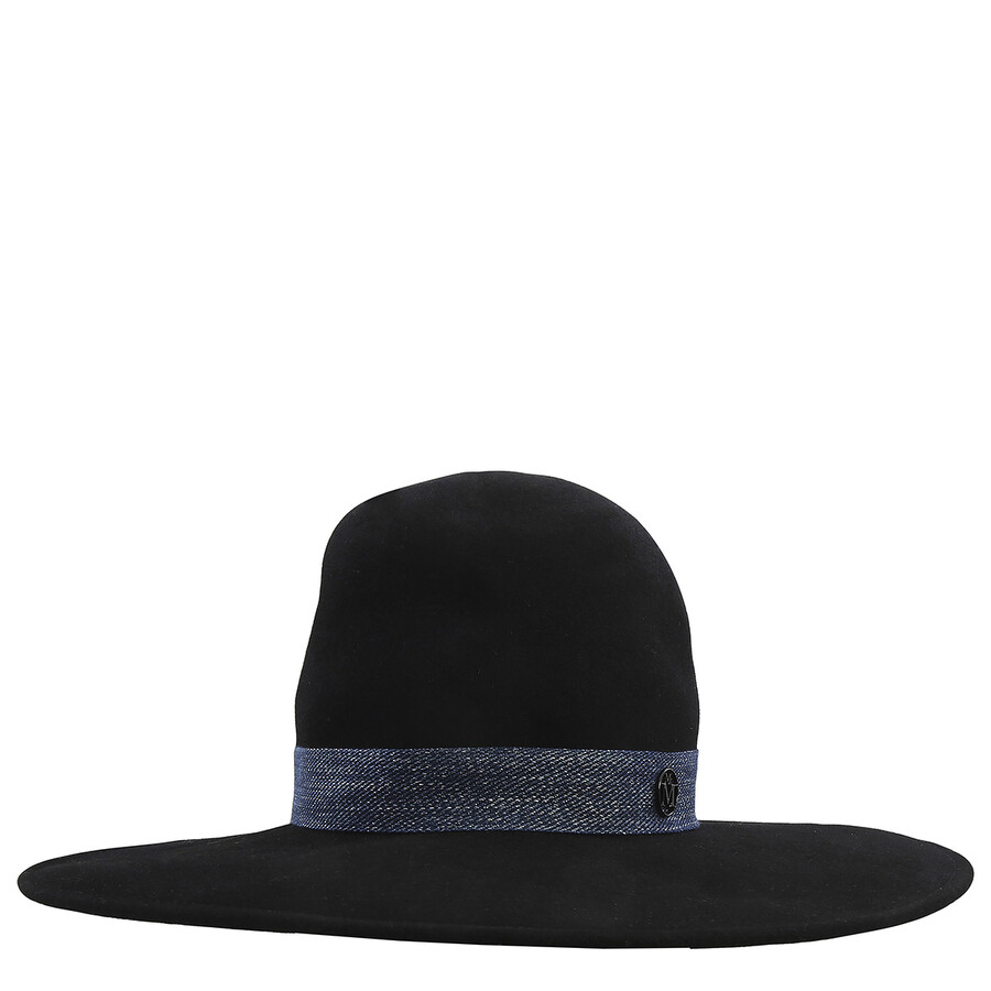 Maison Michel Ladies Black Eliza Denim Ribbon Capeline Hat In Black