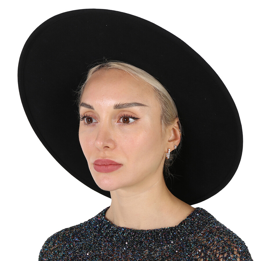 Shop Maison Michel Ladies Black Eliza Denim Ribbon Capeline Hat