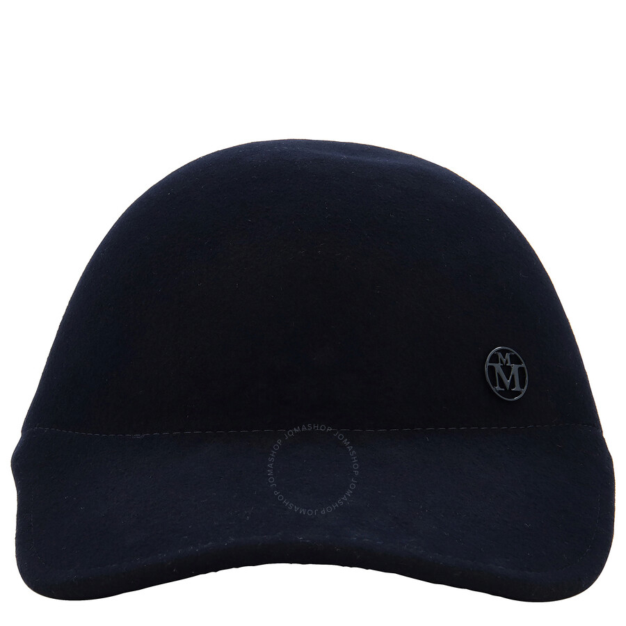 Maison Michel Ladies Navy Tiger Wool Logo-Plaque Cap, Size