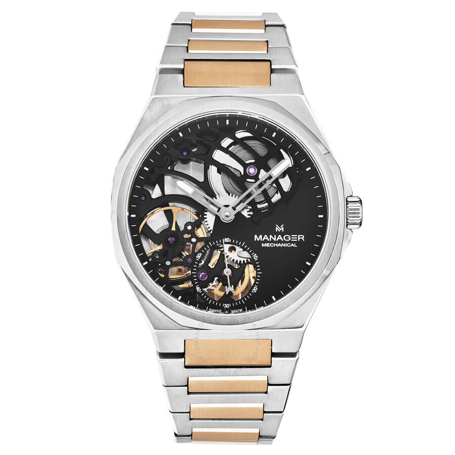 Manager Revolution Automatic Black Dial Mens Watch Man-rm-06-bm In Two Tone  / Black
