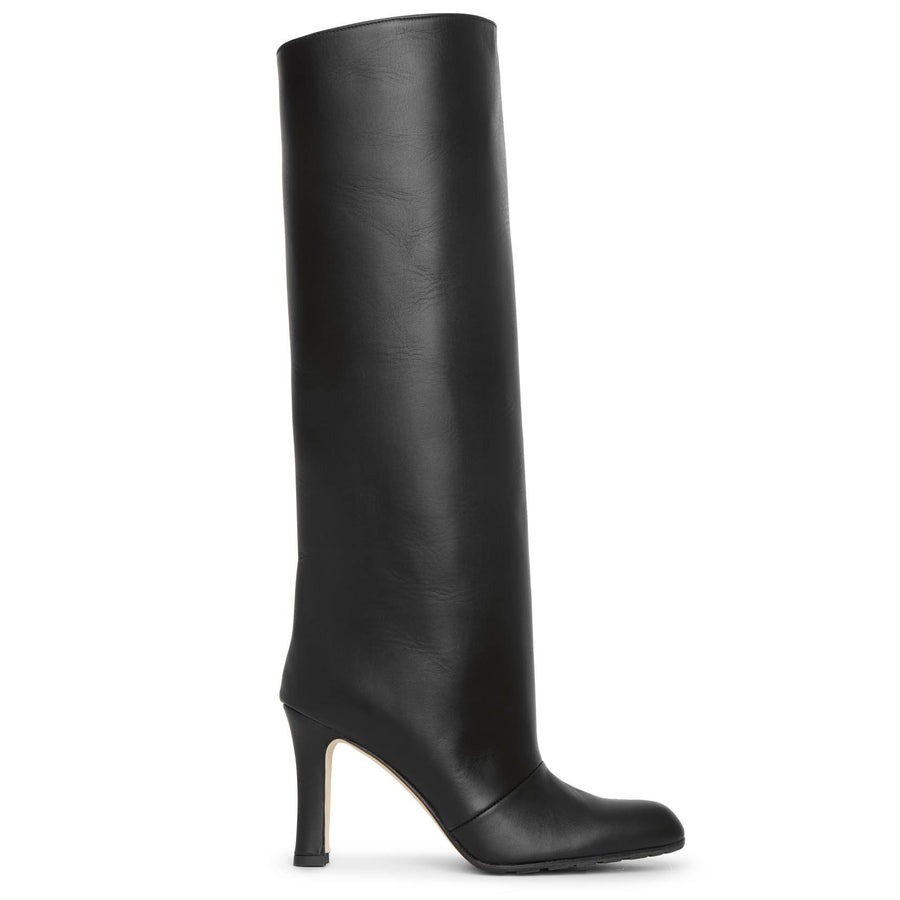 Manolo Blahnik Black Khomobi 90 Leather Boots, Brand Size 36 ( US 