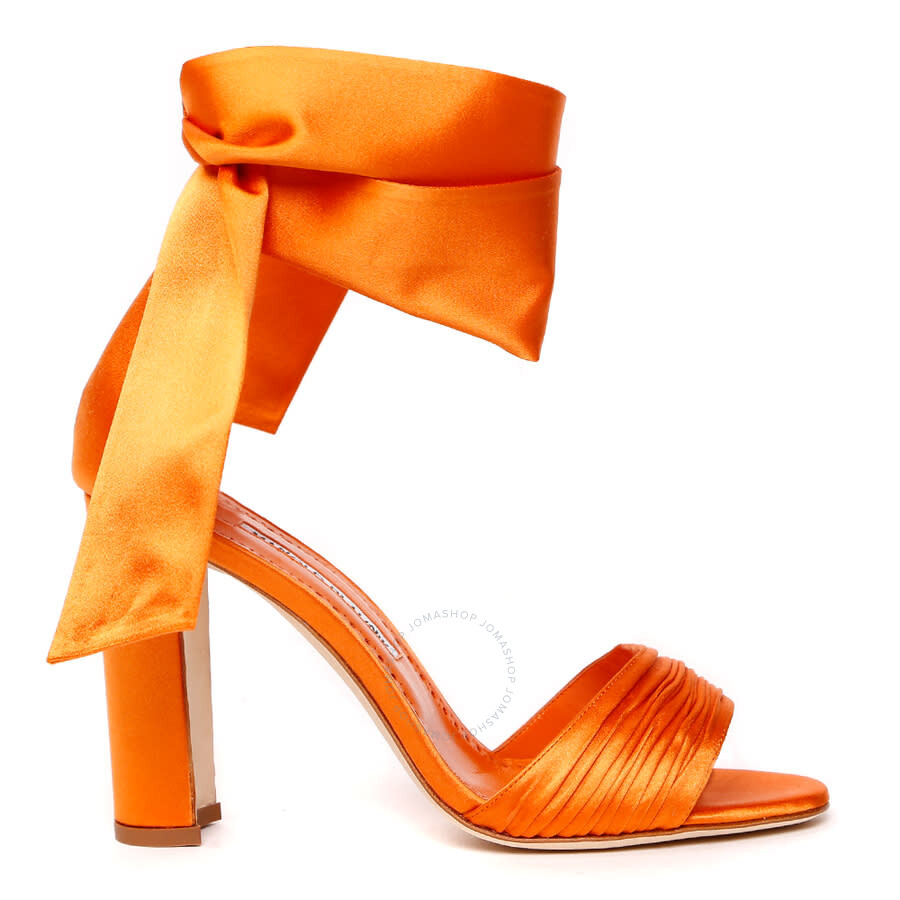 Manolo Blahnik Misam Ladies Orange High Heel Sandals, Brand Size 40