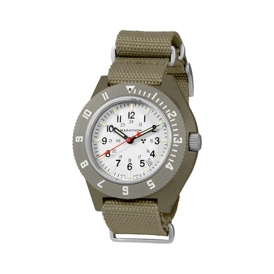 Marathon 41Mm Code Green Nav-D Quartz White Dial Unisex Watch WW194013OL-0501