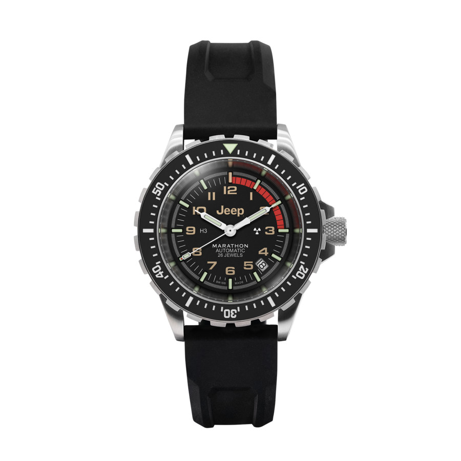 Marathon Jeep® Rubicon Gsar 3Pc Black Rubber Strap Automatic Black Dial Unisex Watch WW194006SS-4130