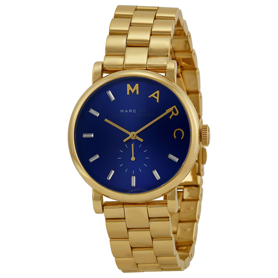 Marc By Marc Jacobs Baker Metallic Blue Dial Gold-tone Ladies Watch ...