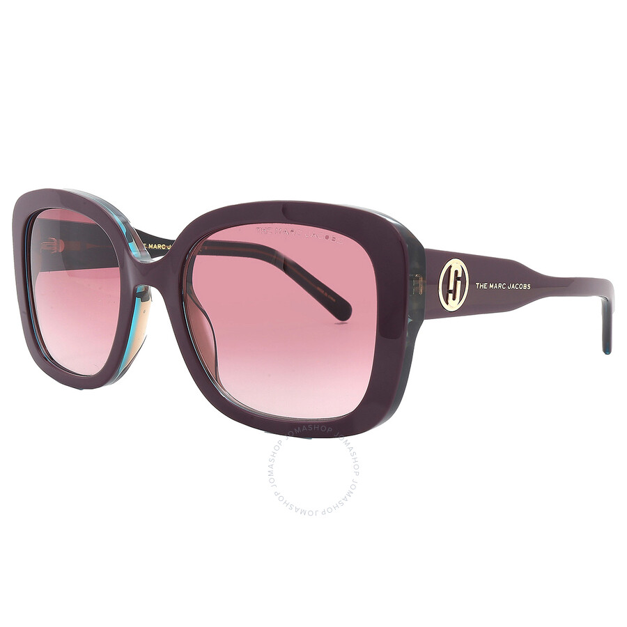 Marc Jacobs Pink Gradient Square Ladies Sunglasses Marc 625/s 0lhf/3x 54 In Burgundy / Ink / Pink