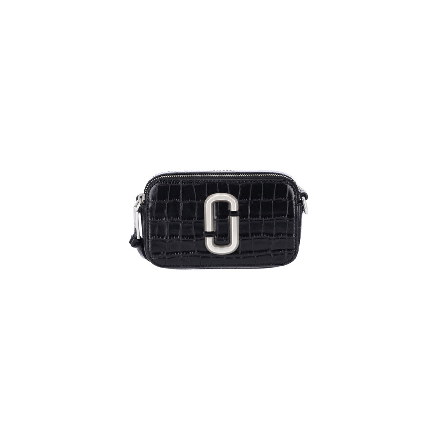 Marc Jacobs The Croc-embossed Shoulder Snapshot Bag In Black