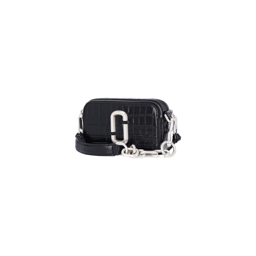 Marc Jacobs The Croc-embossed Shoulder Snapshot Bag In Black