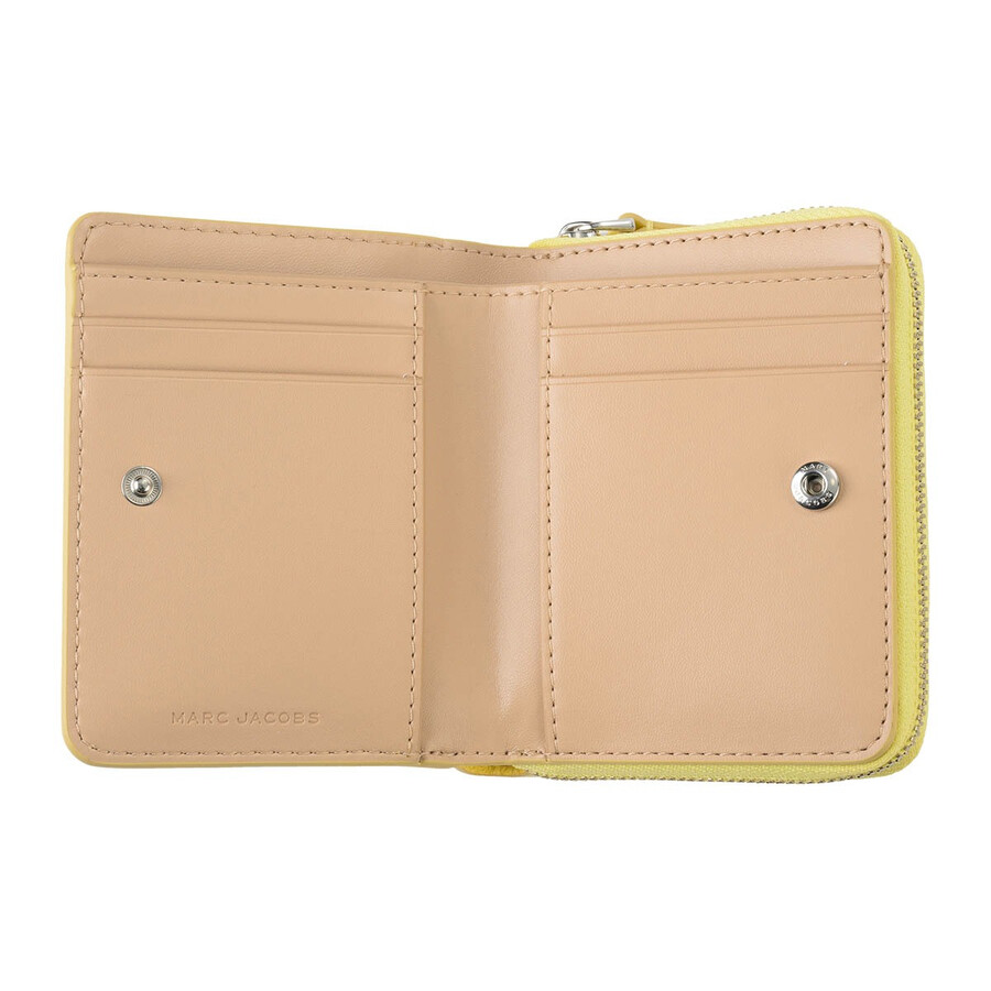 Marc Jacobs The Leather Mini Compact Wallet In Yellow