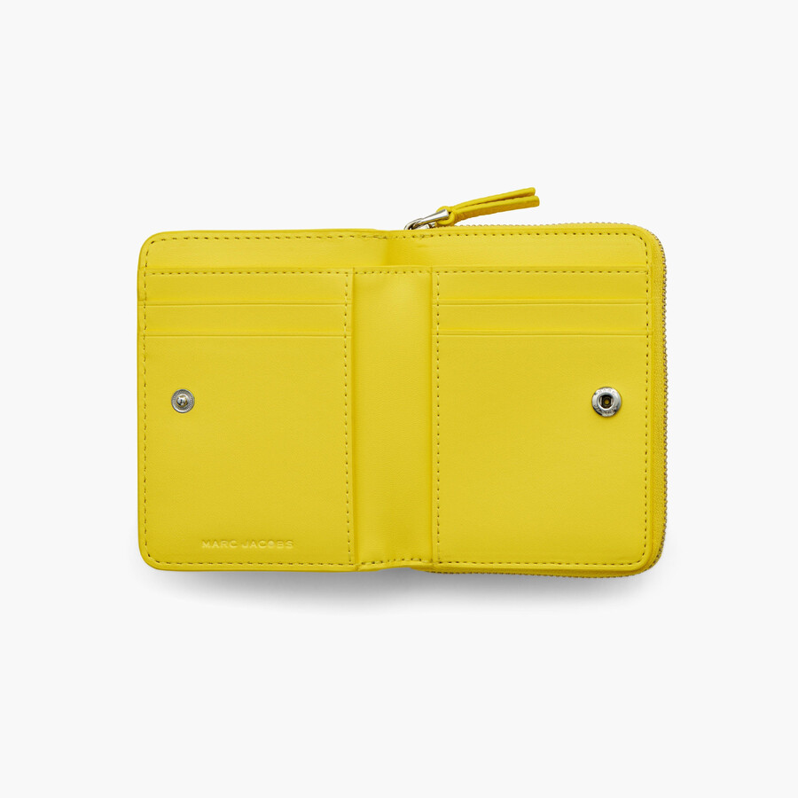 Marc Jacobs The Leather Mini Compact Wallet In Yellow