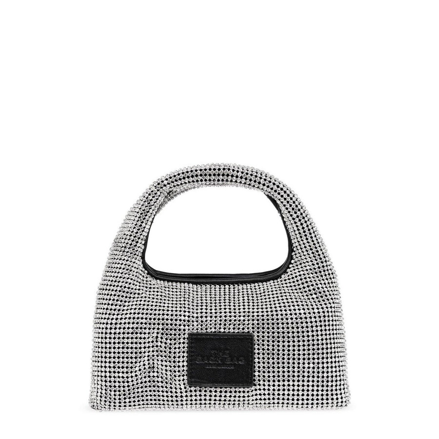 Marc Jacobs The Sack Crystal Embellished Mini Hobo Bag In Silver