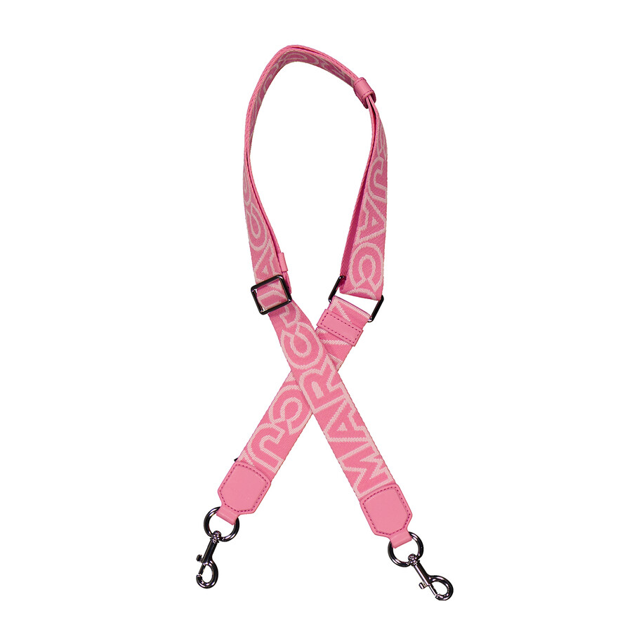 Marc Jacobs The Thin Outline Logo Webbing Strap In Pink