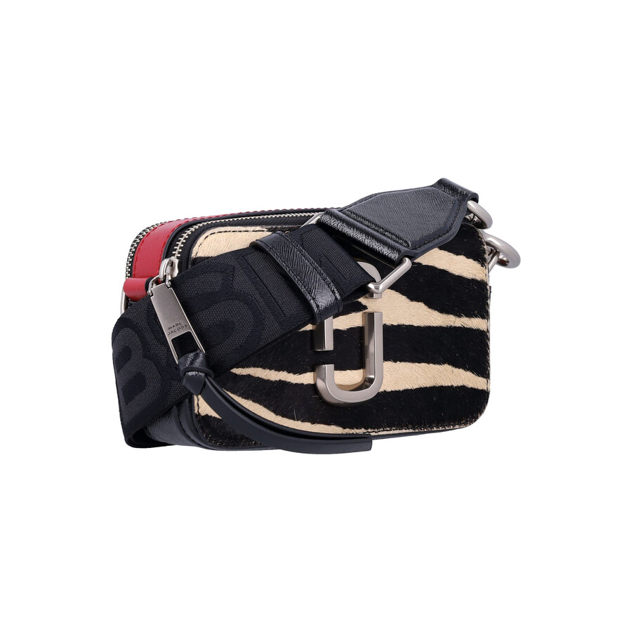 Marc Jacobs The Zebra Haircalf Snapshot Bag In Black