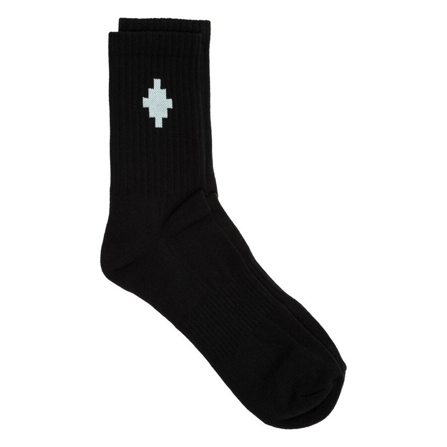 Marcelo Burlon County Of Milan Cross-intarsia Ribbed Socks In White/black