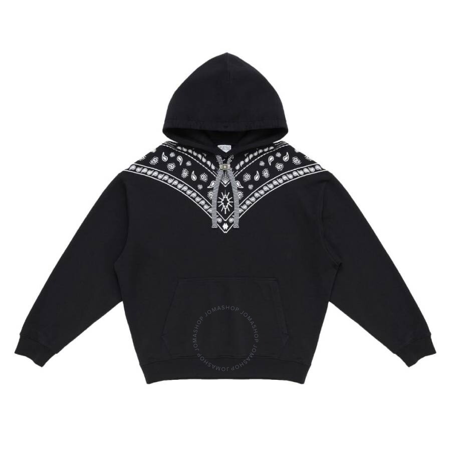 Marcelo Burlon County Of Milan Bandana-embroidered Drawstring Hoodie In White/black