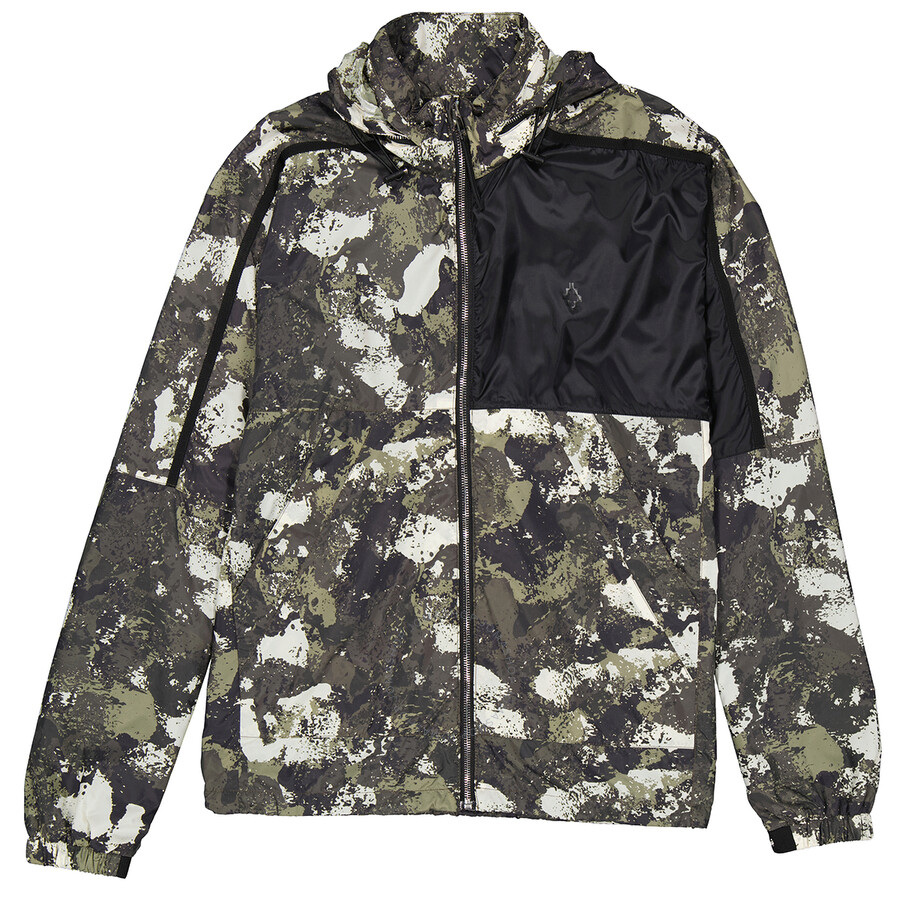 Shop Marcelo Burlon County Of Milan Marcelo Burlon Camouflage-print Logo Windbreaker In Beige/green